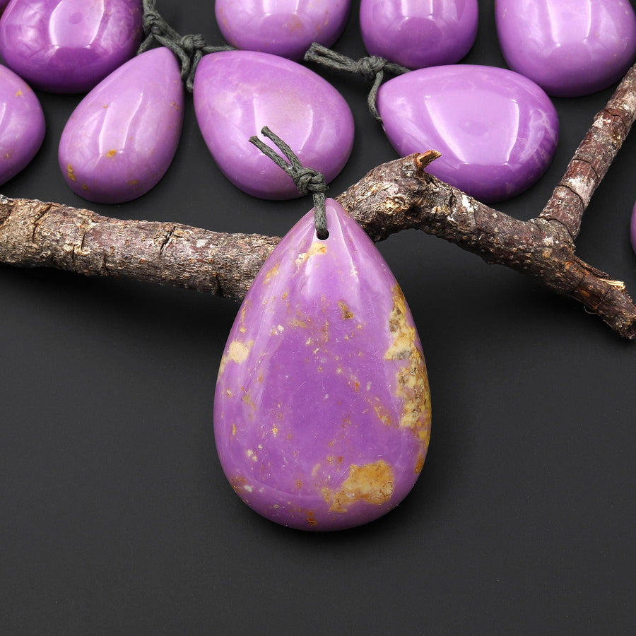 Natural Lavender Purple Phosphosiderite Teardrop Pendant Gemstone