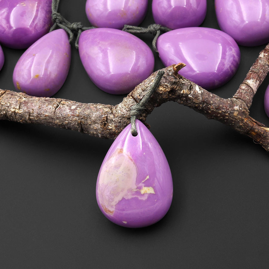 Natural Lavender Purple Phosphosiderite Teardrop Pendant Gemstone