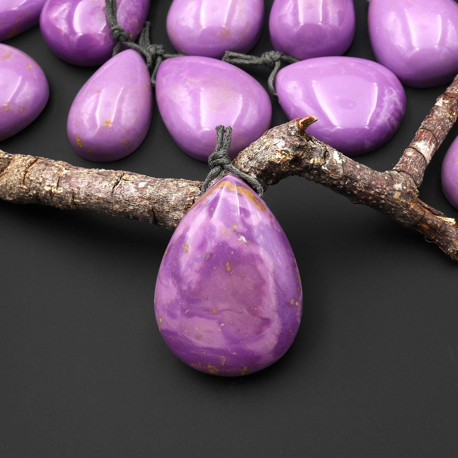 Natural Lavender Purple Phosphosiderite Teardrop Pendant Gemstone A6