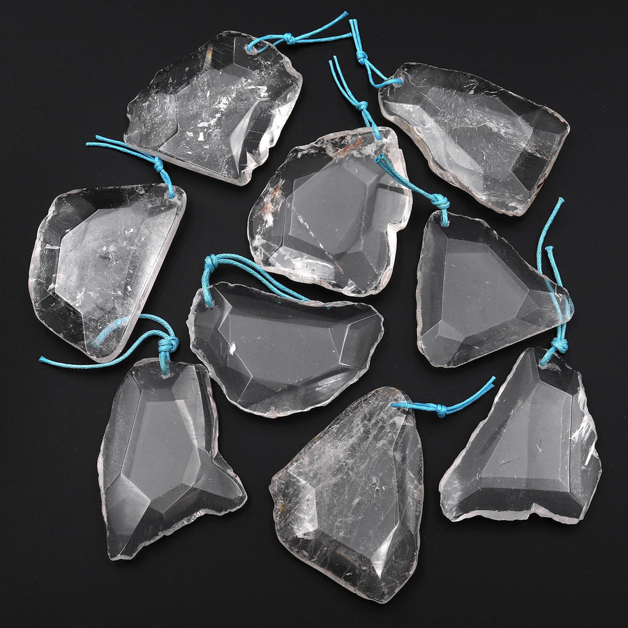 Translucent Rocks Bunnings Large Translucent Faceted Natural Rock Quartz Freeform Pendant ...