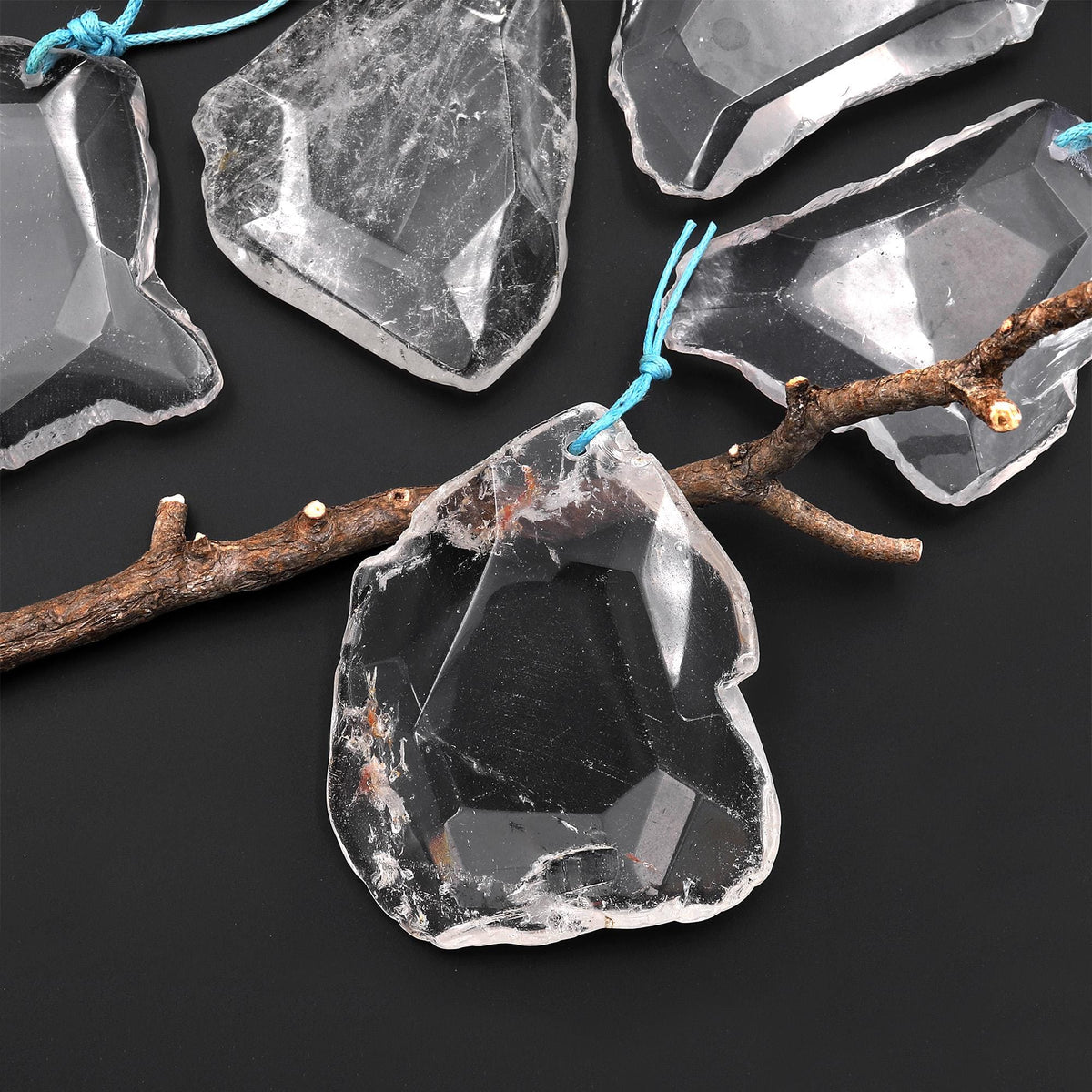 Translucent Rocks Bunnings Large Translucent Faceted Natural Rock Quartz Freeform Pendant ...