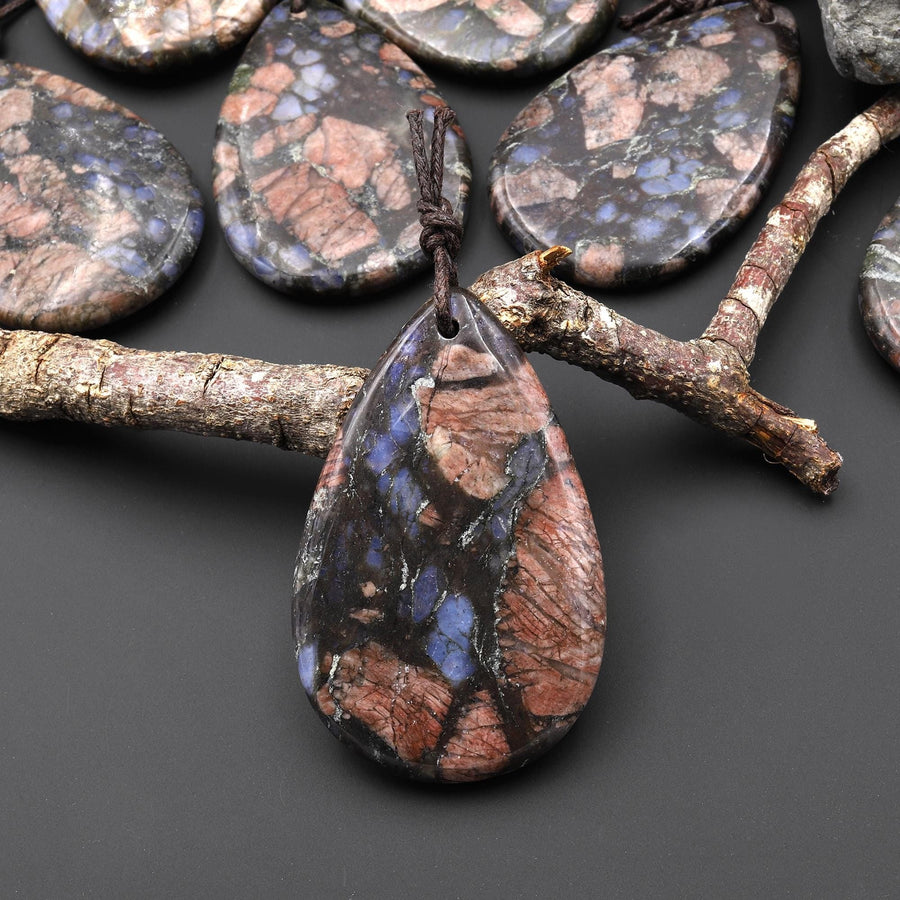 Natural Llanite Blue Quartz Teardrop Pendant Healing Stone from Llano Texas Gemstone Focal Bead A1