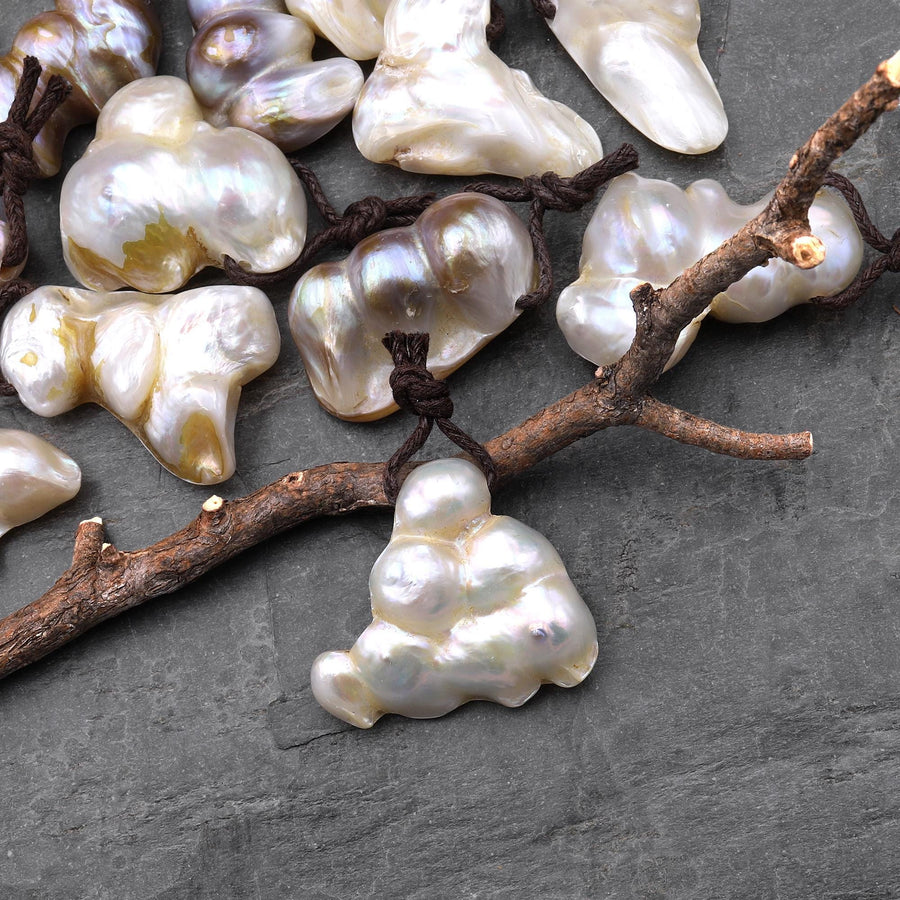 Large Natural Freshwater Baroque Blister Pearl Pendant Wild Shapes A9