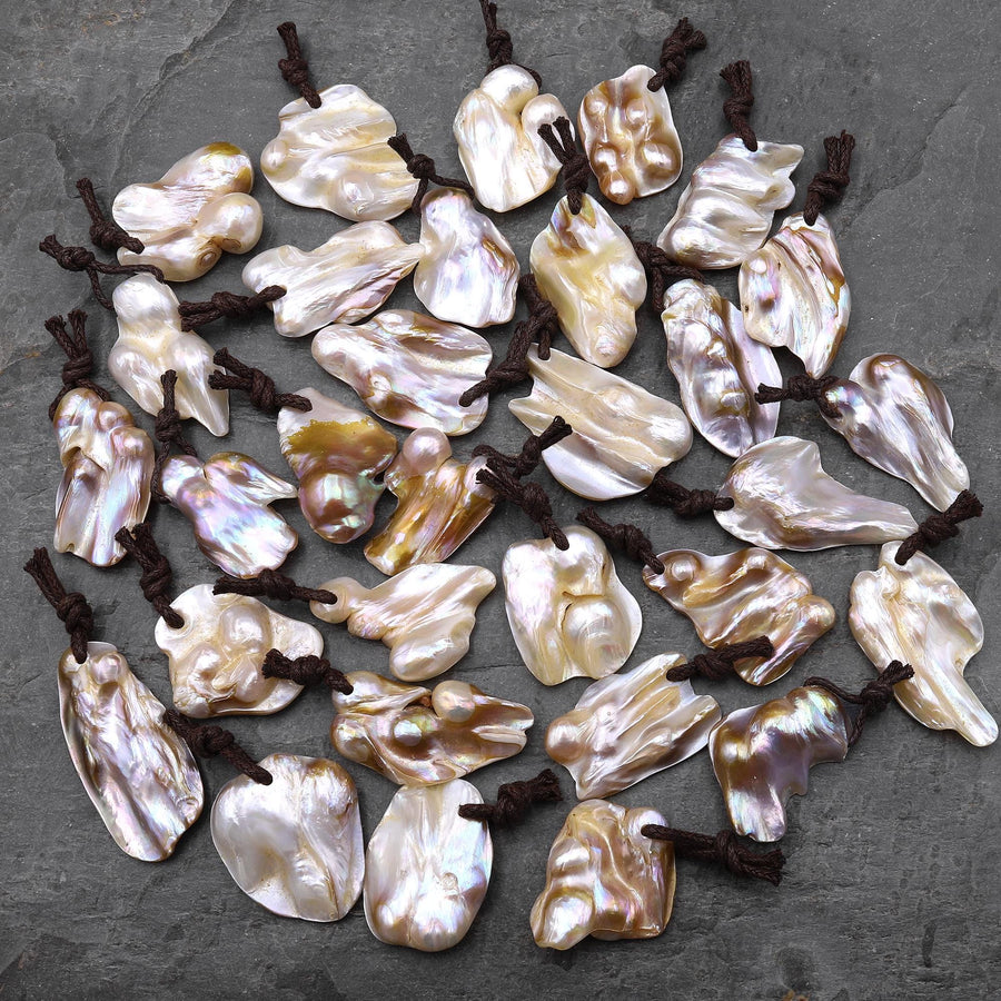 Natural Freshwater Baroque Blister Pearl Pendant Wild Shapes PDT0790