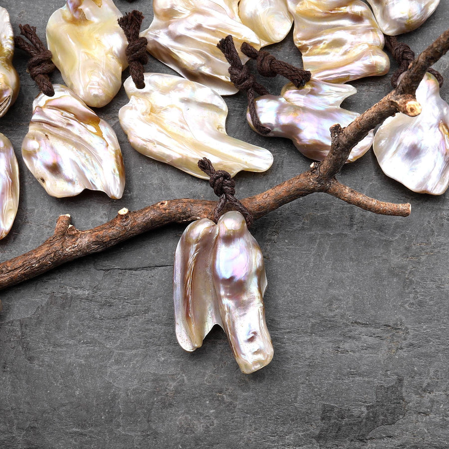 Natural Freshwater Baroque Blister Pearl Pendant Wild Shapes PDT0790