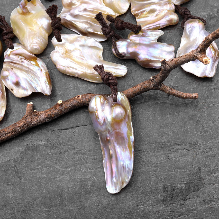 Natural Freshwater Baroque Blister Pearl Pendant Wild Shapes PDT0790 A2