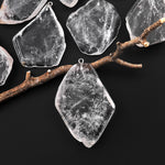 Large Translucent Natural Rock Quartz Freeform Slab Pendant A1