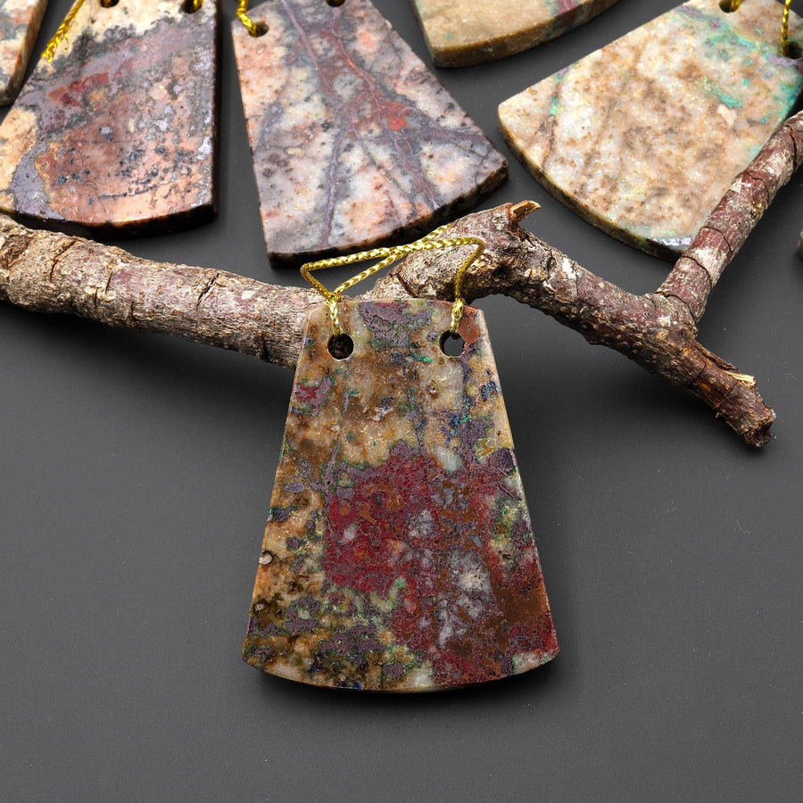 From the Old Arizona Copper Mine~ Natural Copper in Chrysocolla Trapezoid 2 Two Hole Pendant