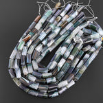 Rare AAA Natural Green Gray Phantom Agate Beads Tube 20x10mm Gemstone 15.5" Strand