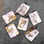 Natural Mother of Pearl Rectangle Pendant Iridescent Golden Baroque Blister Pearl Jewelry