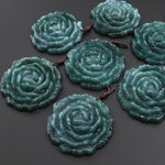 AAA Large Hand Carved Natural Guatemalan Jade Peony Rose Flower Pendant