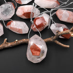 Faceted Natural Red Lepidocrocite Quartz Nugget Pendant Top Side Drilled Gemstone Focal Bead Crystal Pendulum
