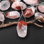 Faceted Natural Red Lepidocrocite Quartz Nugget Pendant Top Side Drilled Gemstone Focal Bead Crystal Pendulum