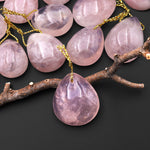 AAA Translucent Natural Madagascar Pink Rose Quartz Freeform Teardrop Pendant Gemstone