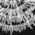 AAA Natural Tibetan Quartz Beads Points Top Side Drilled Real Thin Fine Crystal Quartz Spike 15.5" Strand