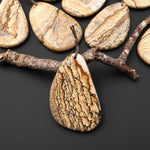 Natural Desert Jasper Freeform Teardrop Pendant Gemstone Focal Bead