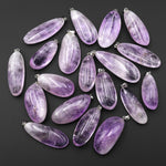Translucent Natural Lilac Amethyst Freeform Long Oval Nugget Pendant Pendulum