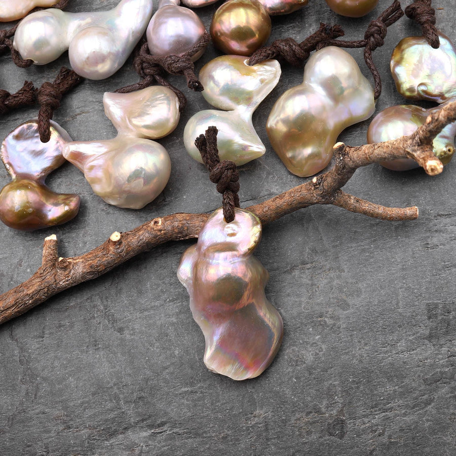 Large Natural Freshwater Baroque Ming Pearl Pendant A7