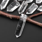 Natural Rock Quartz Pendant Front Drilled Point Tower Pendulum Gemstone Crystal Focal Bead