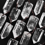 Natural Rock Quartz Pendant Front Drilled Point Tower Pendulum Gemstone Crystal Focal Bead