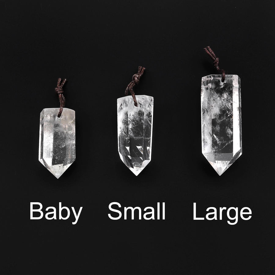 Natural Rock Quartz Pendant Front Drilled Point Tower Pendulum Gemstone Crystal Focal Bead