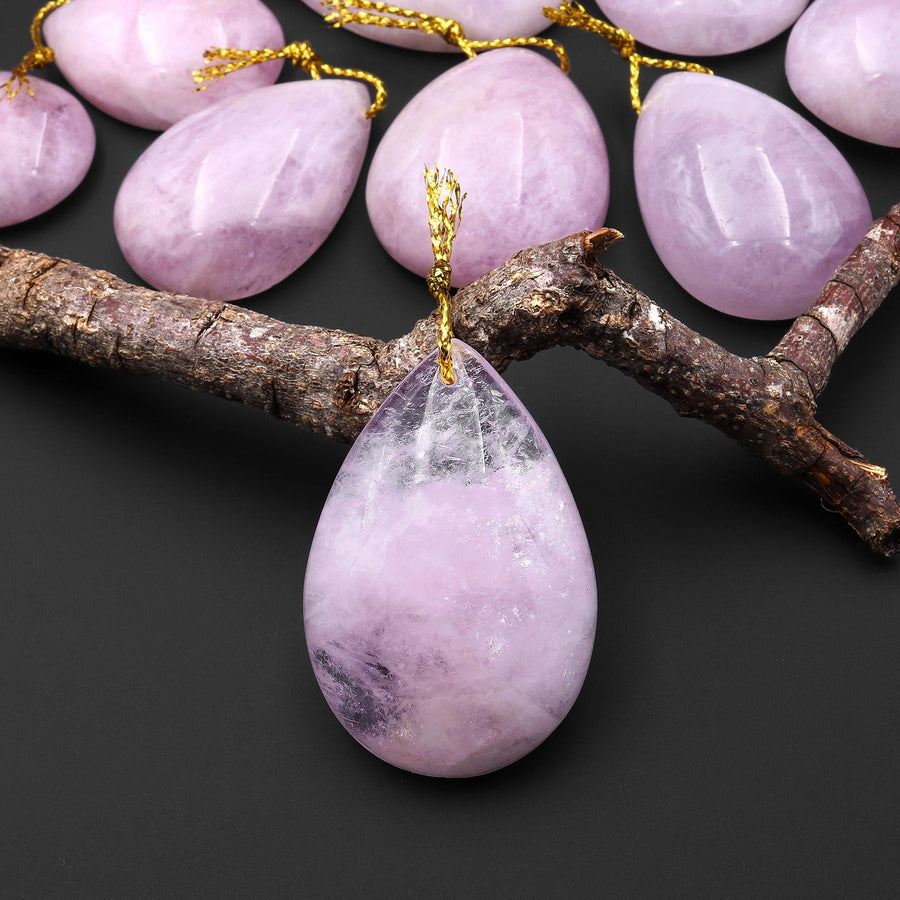 Rare Natural Lilac Pink Morganite Pendant Beryl Aquamarine Teardrop Gemstone A3