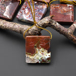 Natural Butterfly Jasper from Mexico Side Drilled Square Pendant