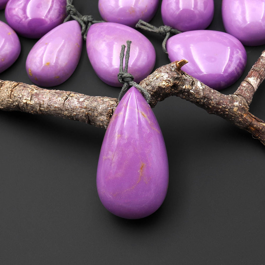 Natural Lavender Purple Phosphosiderite Teardrop Pendant Gemstone