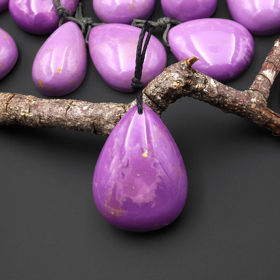 Natural Lavender Purple Phosphosiderite Teardrop Pendant Gemstone