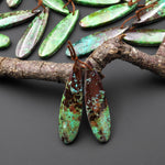 Rare Natural Mexican Apple Green Parrot Wing Chrysocolla Teardrop Earring Pair
