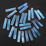 AAA Translucent Natural Argentina Lemurian Aquatine Blue Calcite Rectangle Matched Earring Pair