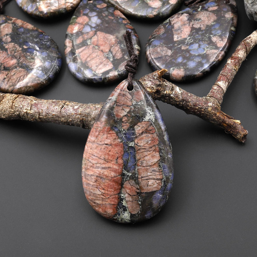 Natural Llanite Blue Quartz Teardrop Pendant Healing Stone from Llano Texas Gemstone Focal Bead A3