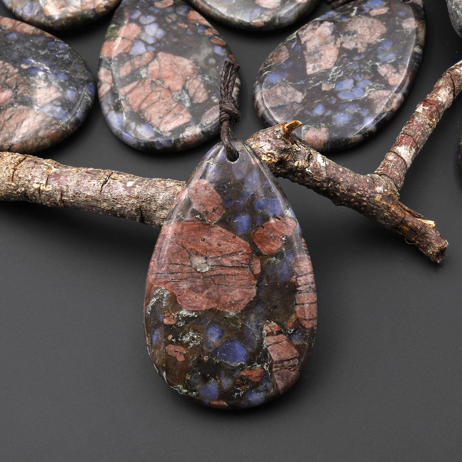 Natural Llanite Blue Quartz Teardrop Pendant Healing Stone from Llano Texas Gemstone Focal Bead A4