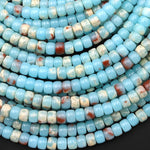 Impression Jasper Smooth Rondelle Heishi Short Cylinder Beads 5mm 6mm Aka Snake Skin Jasper Aqua Terra Jasper 15.5" Strand