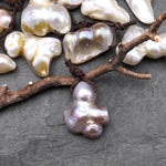 Large Natural Freshwater Baroque Blister Pearl Pendant Wild Shapes