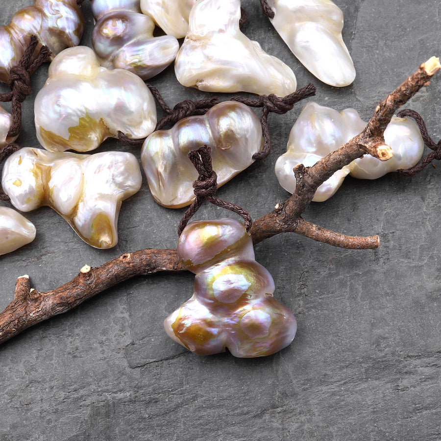 Large Natural Freshwater Baroque Blister Pearl Pendant Wild Shapes A1