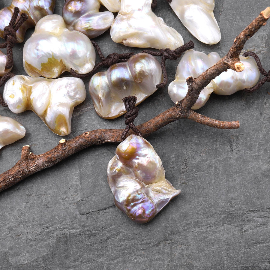 Large Natural Freshwater Baroque Blister Pearl Pendant Wild Shapes A7