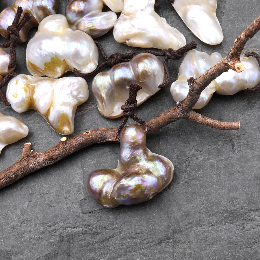 Large Natural Freshwater Baroque Blister Pearl Pendant Wild Shapes A8