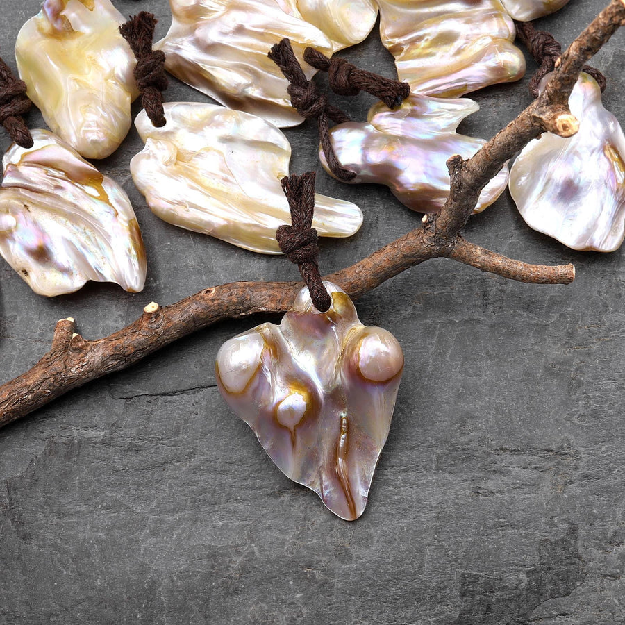 Natural Freshwater Baroque Blister Pearl Pendant Wild Shapes PDT0790 A3