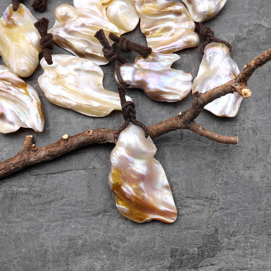 Natural Freshwater Baroque Blister Pearl Pendant Wild Shapes PDT0790 A4