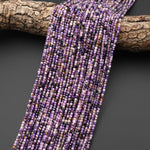 Faceted Genuine Natural Russian Purple Charoite 2mm Cube Beads Gemstone 15.5" Strand