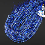 Natural Denim Blue Lapis Cherry Blossom Flower Beads 6mm Carved Gemstone 15.5" Strand