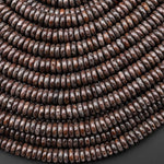 Natural Brown Snowflake Obsidian 6mm Smooth Thin Rondelle Beads 15.5" Strand