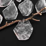 Large Translucent Natural Rock Quartz Freeform Slab Pendant A1