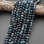 Rare Natural Paraiba Blue Tourmaline Faceted 6mm 8mm 10mm Round Beads Indicolite Gemstone 15.5" Strand