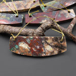 From the Old Arizona Copper Mine~ Natural Copper in Chrysocolla Curved Elongated Rectangle Slab 2 Two Hole Pendant