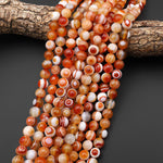 AAA Natural Orange Sardonyx 10mm Smooth Round Beads 15.5" Strand