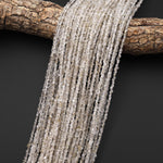 UV Reactive Rare Ancient Natural Smoky Enhydro Petroleum Diamond Quartz Beads 3mm 4mm Real Crystal Gemstone from Pakistan 15.5" Strand