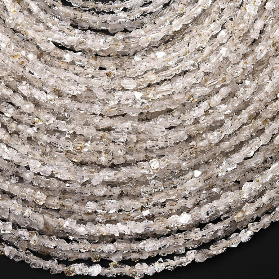 UV Reactive Rare Ancient Natural Smoky Enhydro Petroleum Diamond Quartz Beads 3mm 4mm Real Crystal Gemstone from Pakistan 15.5" Strand