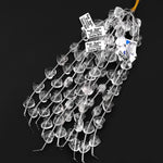 Natural Rock Crystal Quartz Beads Gemstone Puffy Heart Horizontally Drilled 8" Strand